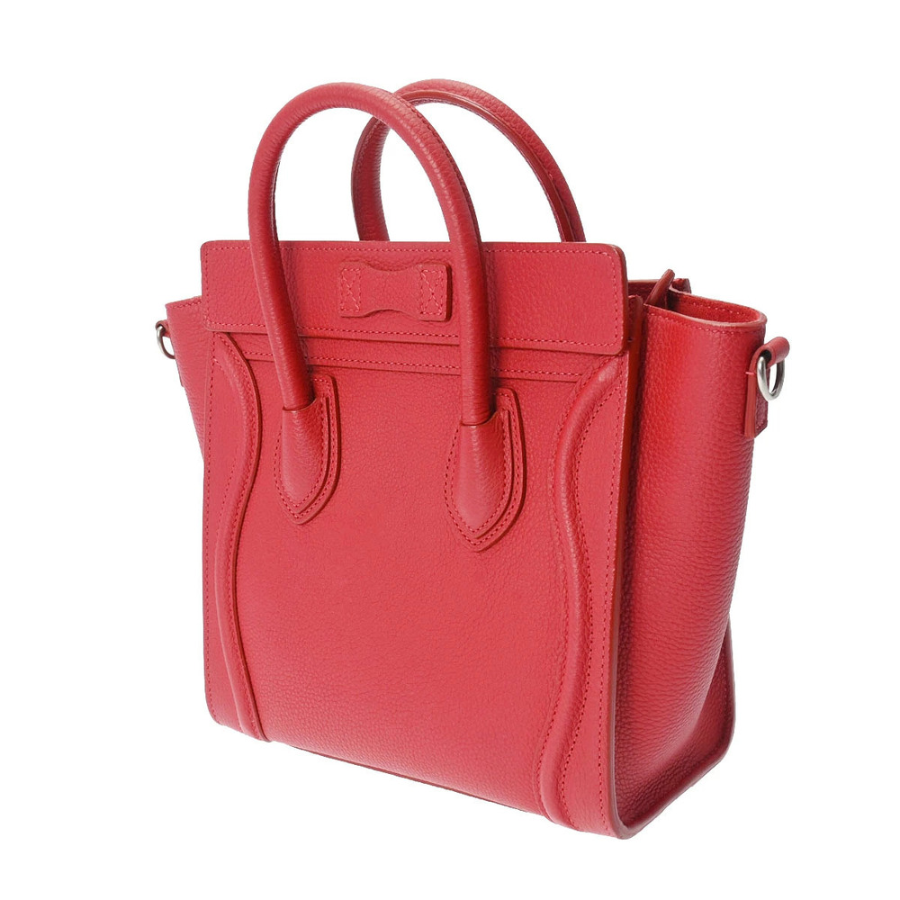 Celine Handbag Leather Red Shopper Luggage Red